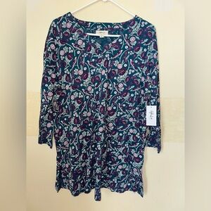 Style & Co. Teal and Purple Floral Long Sleeve Dress